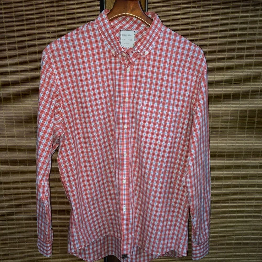BILLY REID Shirt Button Down PINK WHITE PLAID XXL - Picture 2 of 4